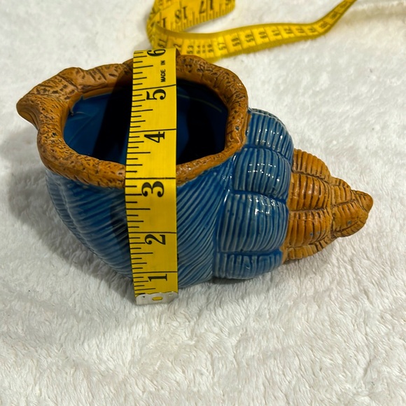 Vintage Sea Shell Planter w/drainage hole, blue/brown - Picture 6 of 6